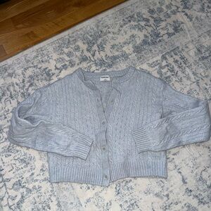 Gray Cable Baby Blue Women's Sweater